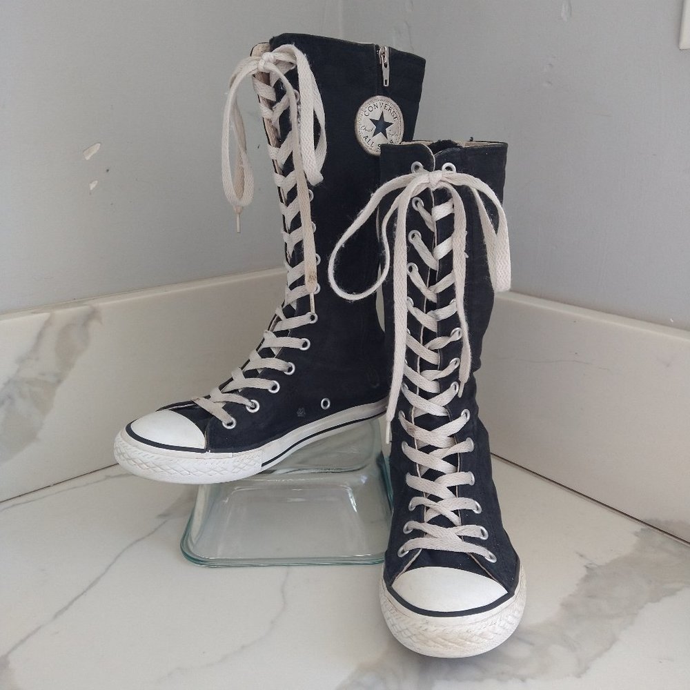 RARE Vintage black and white Converse All Star Calf/Knee high kids size 3